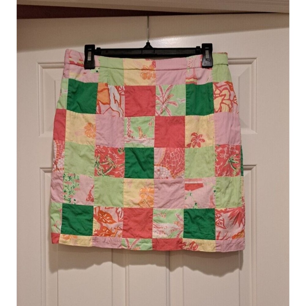 Lilly Pulitzer Resort Wear Quilted Tropical Vintage Cotton Lined Skirt Size S
